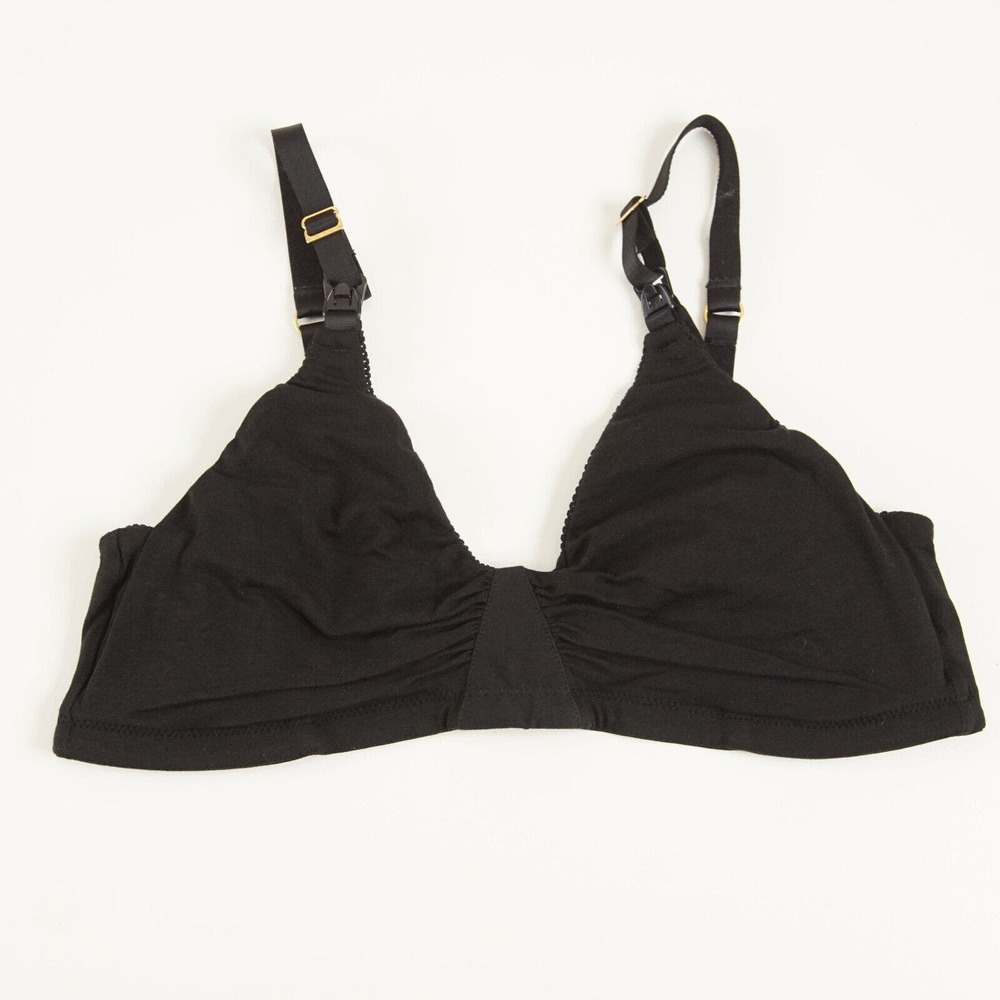Hatch Everyday Nursing Wireless Black Cotton Bra Womens Sz L